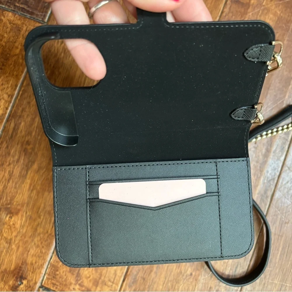 NWOTKate Spade Black Magnetic Wrap  Chain Crossbody Iphone 12 mini Case